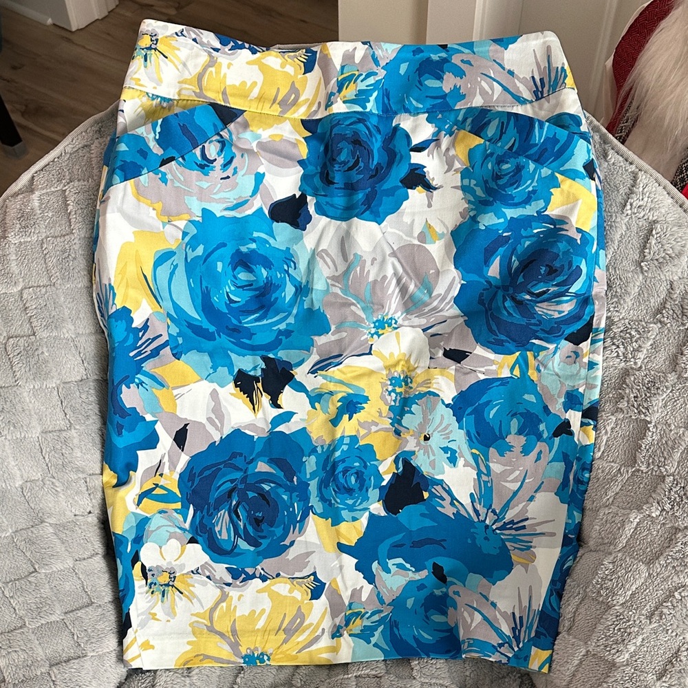 Floral Blue and Yellow Women's Skirt